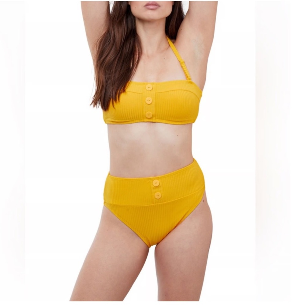 NWT Profile by Gottex Yellow Ribbed Bikini 10